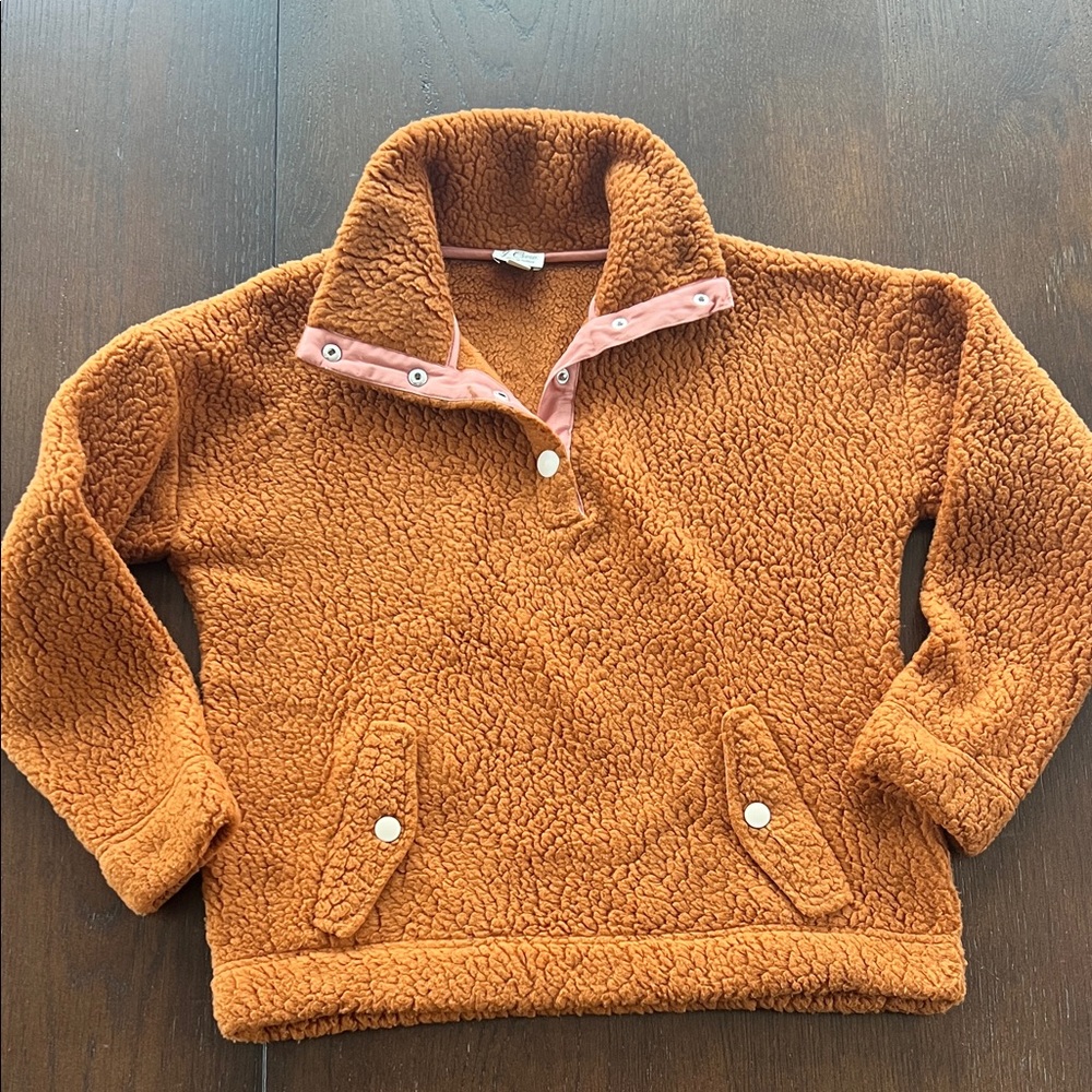 J. Crew Rust Sherpa Snap-Placket Pullover - image 3